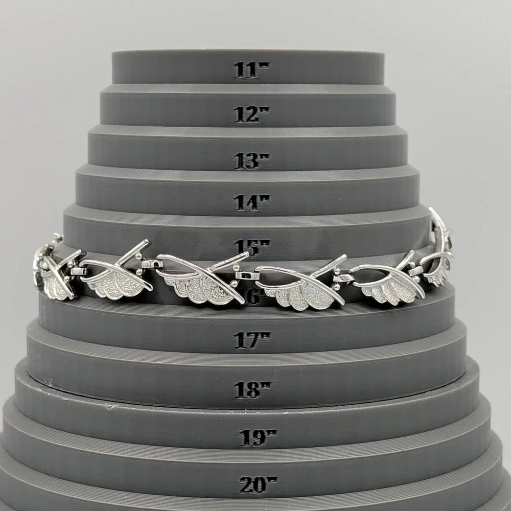 Vintage Silver Toned Textured Leaf Link Choker Necklace Spring Jewelry‎